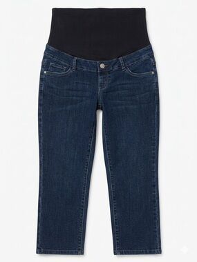 Thyme Maternity Long Capri Jeans with Black Panel Size Small Womens